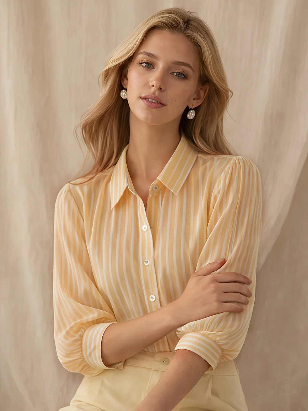Varen Striped Puff Sleeve Shirt