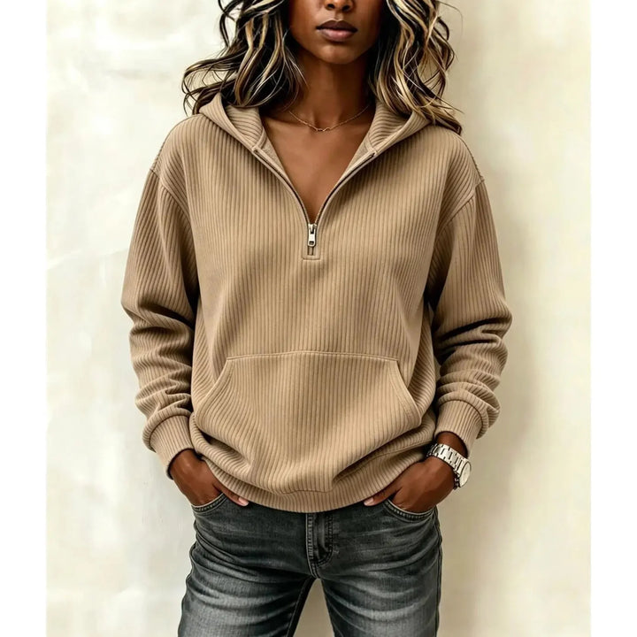 Ludovica Half Zip Ribbed Hoodie