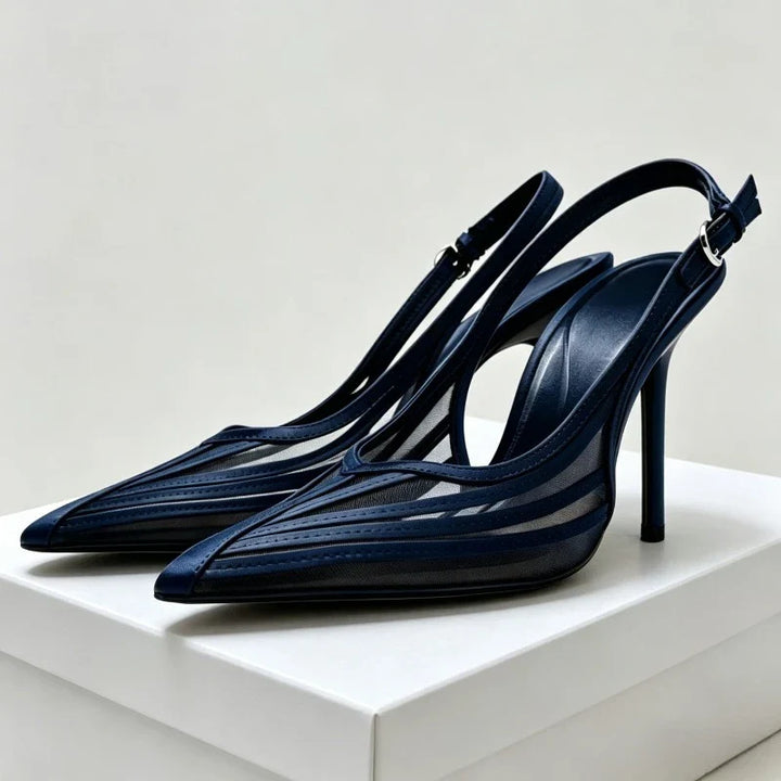 Ruby Mesh Pointed Toe Slingback Heels