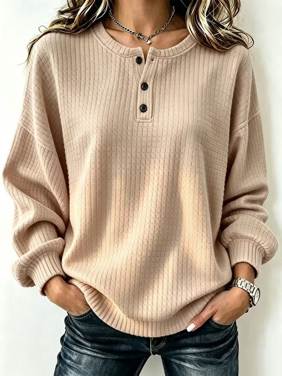 Marina Waffle Knit Henley