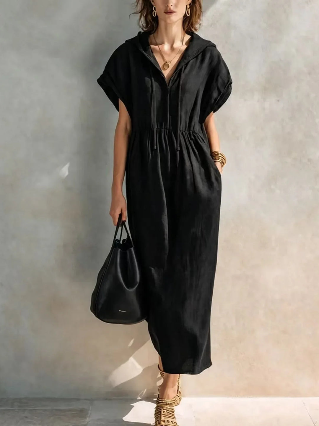 Juliana Casual Hooded Maxi Dress