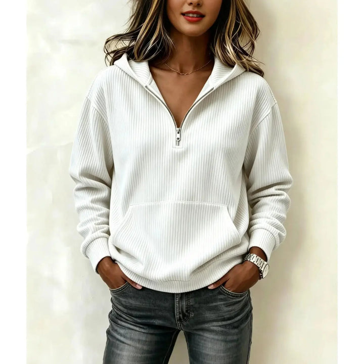 Ludovica Half Zip Ribbed Hoodie