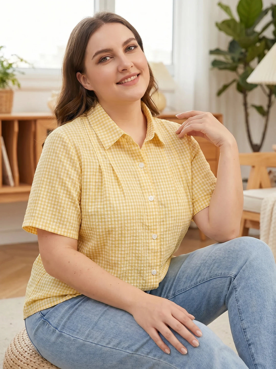 Katie Gingham Button Shirt