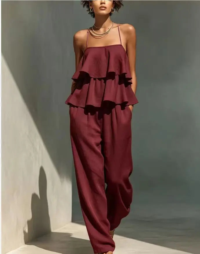 Vivienne Elegant Ruffle Matching Set