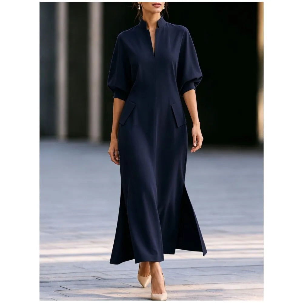 Dania Stand Collar Maxi Dress