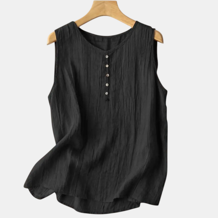 Raya Sleeveless Linen Blouse