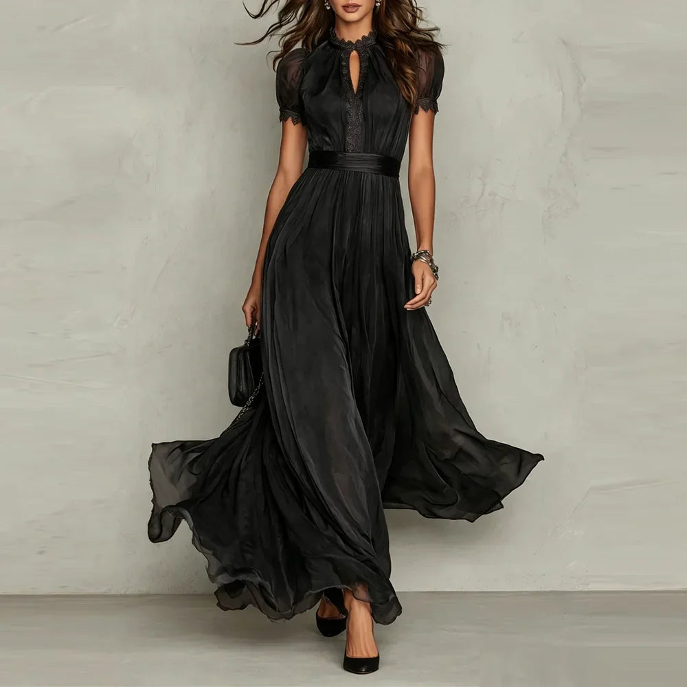 Ysella Ruffle Trim Wedding Guest Maxi Dress