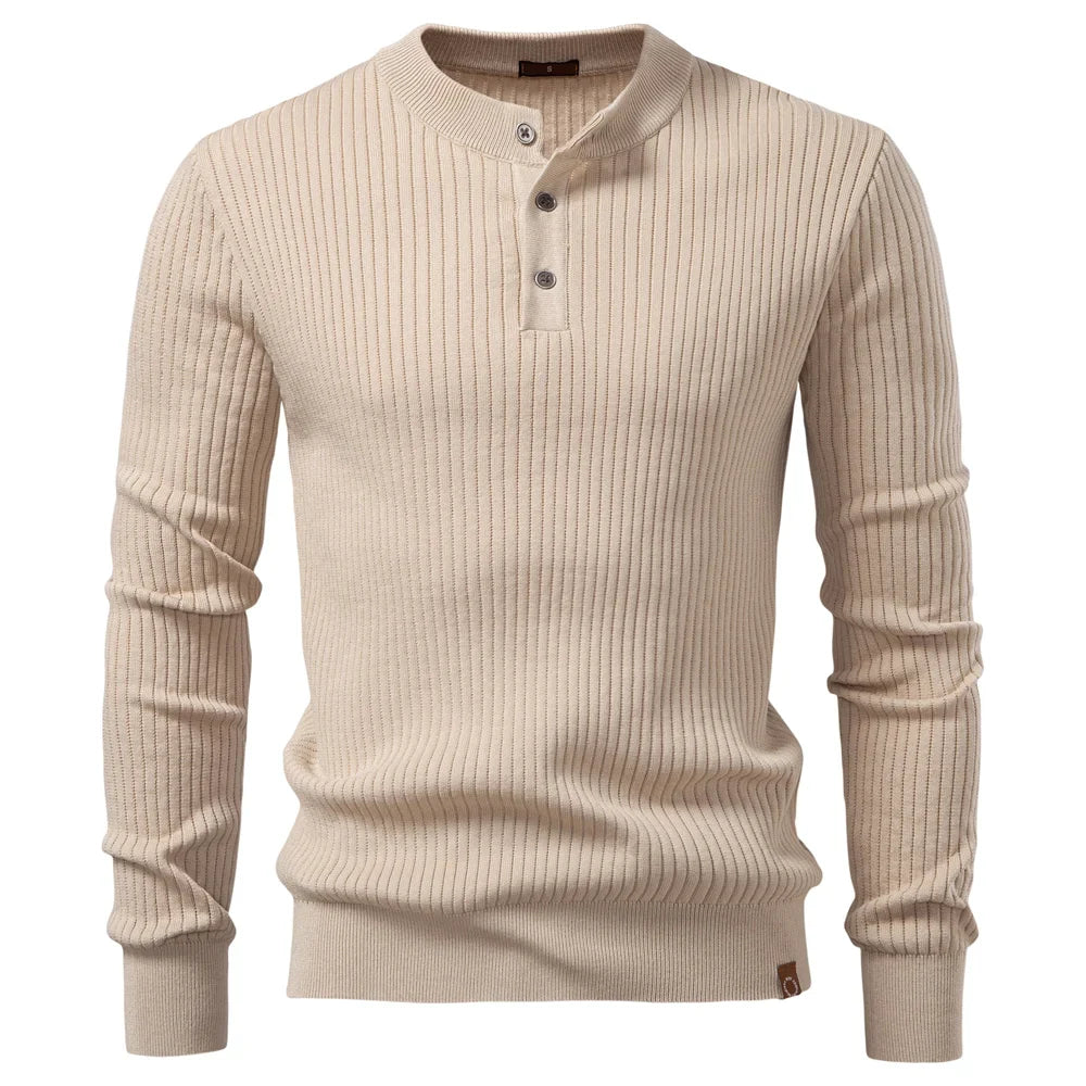 Gareth Ribbed Knit Henley