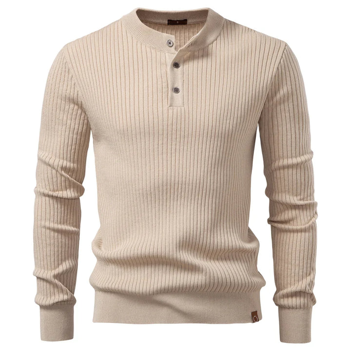 Gareth Ribbed Knit Henley