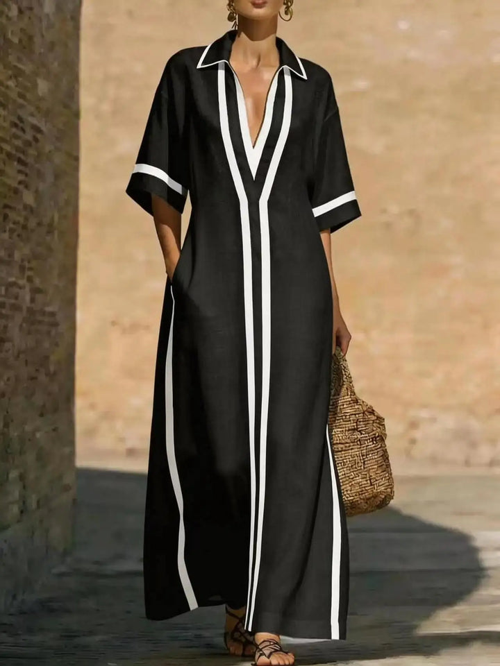 Aveline V Neck Shirt Long Dress