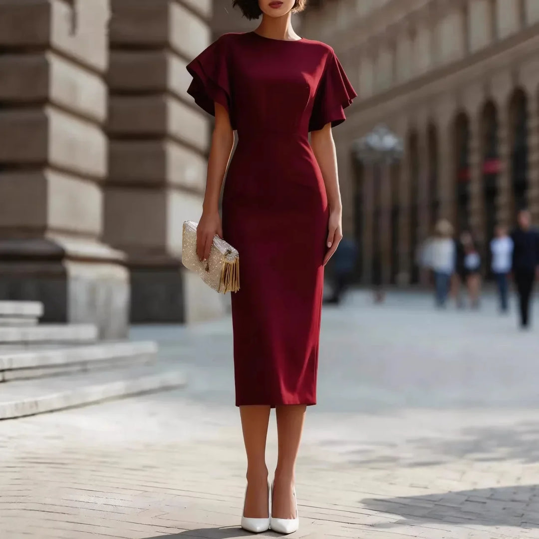 Solene Sculpted Waist Midi Dress