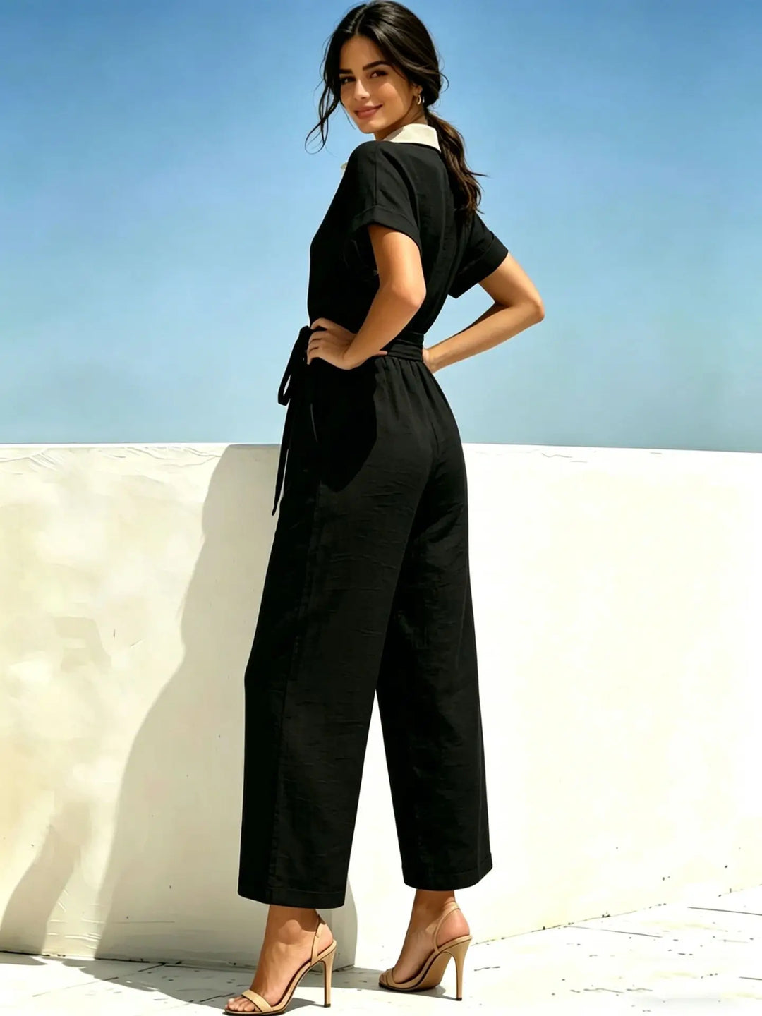 Cassandra Belted Short Sleeve Jumpsuit