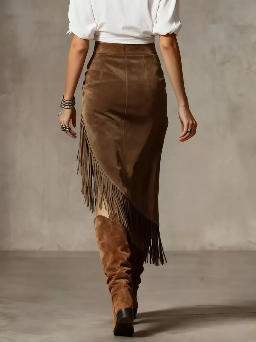 Avery Retro Suede Midi Skirt