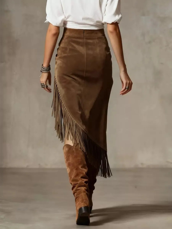 Avery Retro Suede Midi Skirt