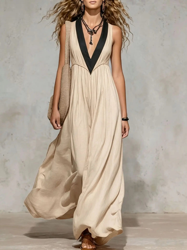 Kayla V Neck Flowy Maxi Dress