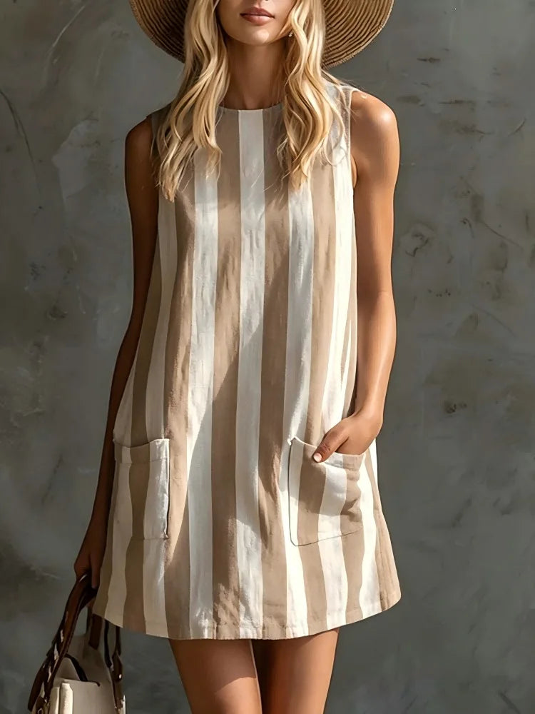 Yasmine Striped Sleeveless Mini Dress