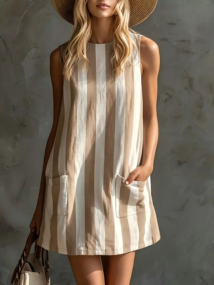 Yasmine Striped Sleeveless Mini Dress