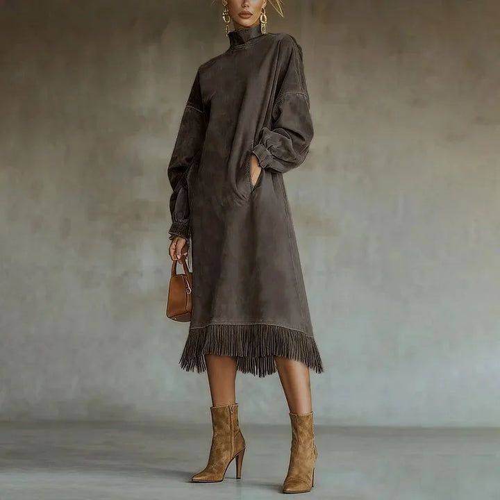 Marielle Tassel Mock Neck Dress
