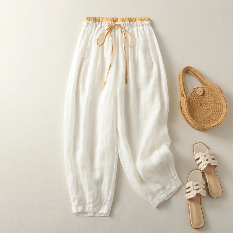 Meryl Drawstring Linen Trousers