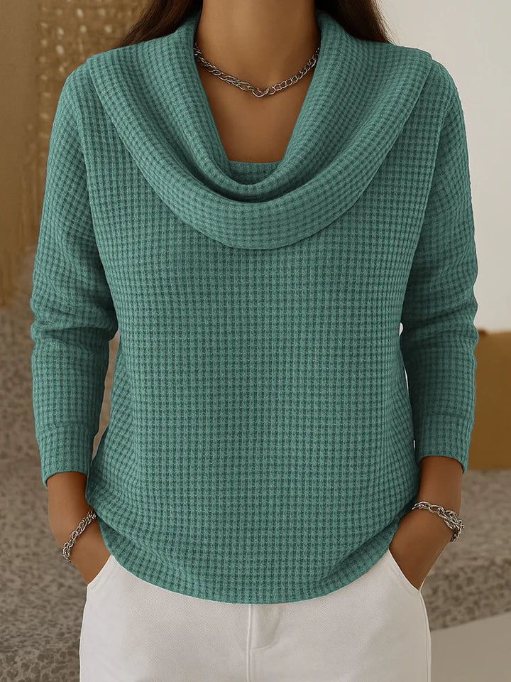 Marlowe Cowl Neck Waffle Top