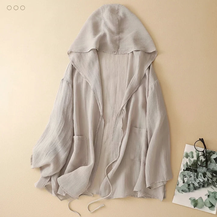 Kaelyn Hooded Linen Cardigan