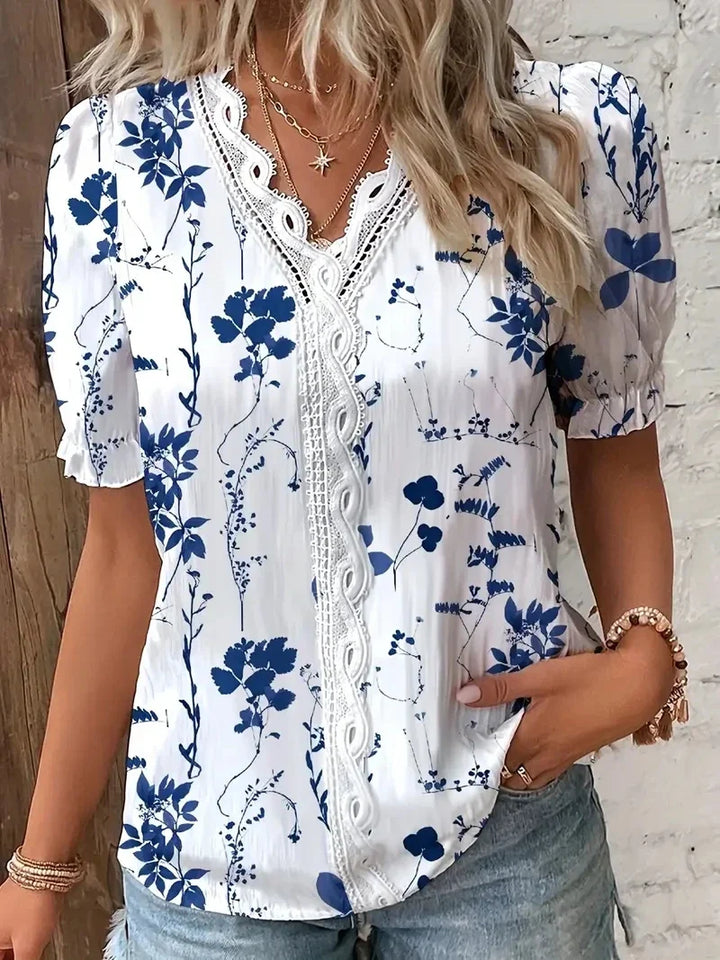 Jenna Floral V Neck Blouse