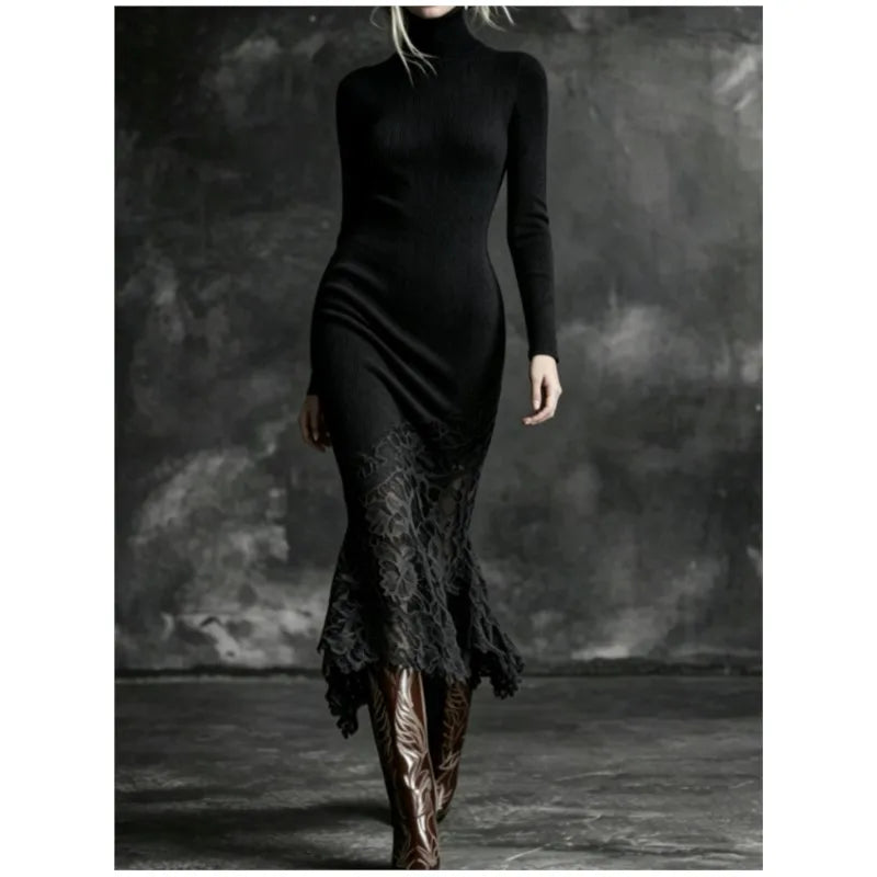 Odessa Ribbed Turtleneck Dress