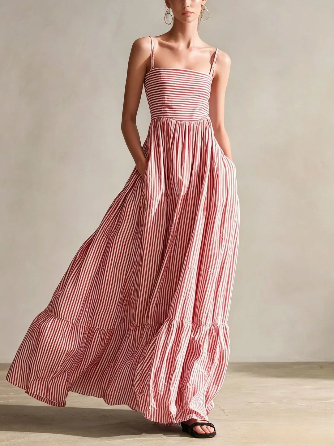 Cassiel Striped Tiered Maxi Dress