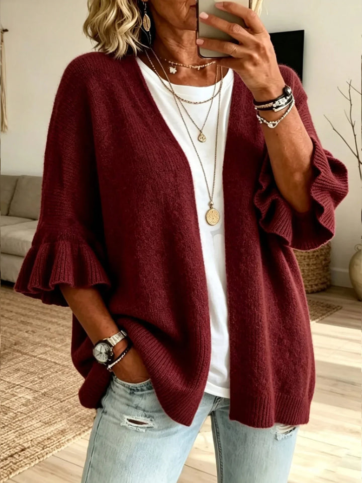 Marisenne Ruffle Sleeve Cardigan