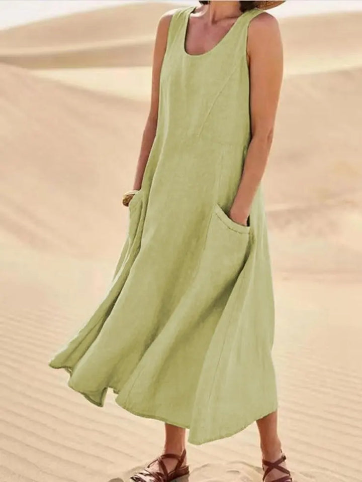 Camilia Breathable Linen Maxi Dress