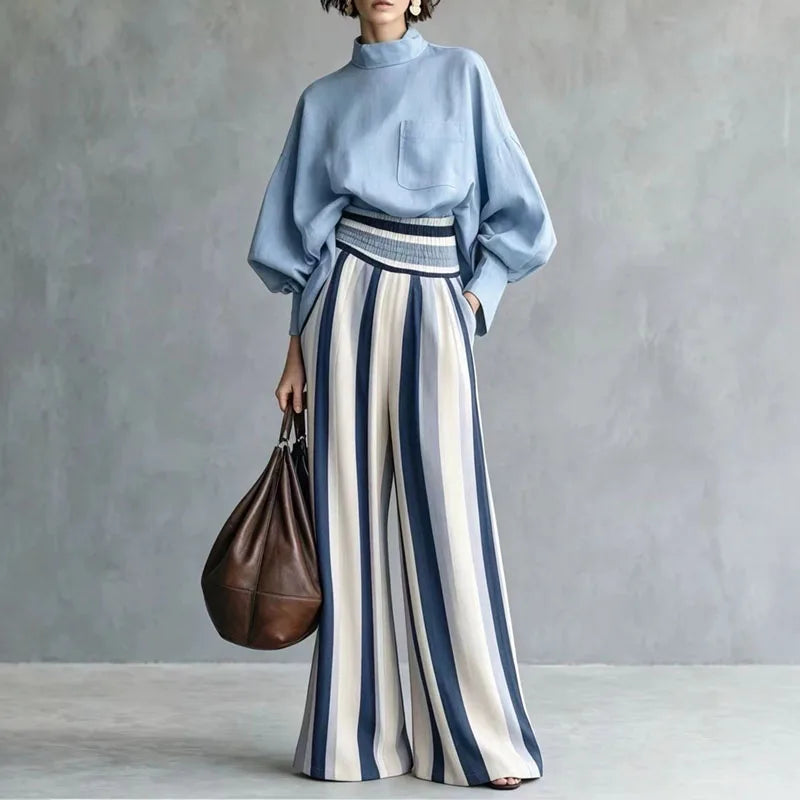 Laureen Relaxed Striped Pant Set