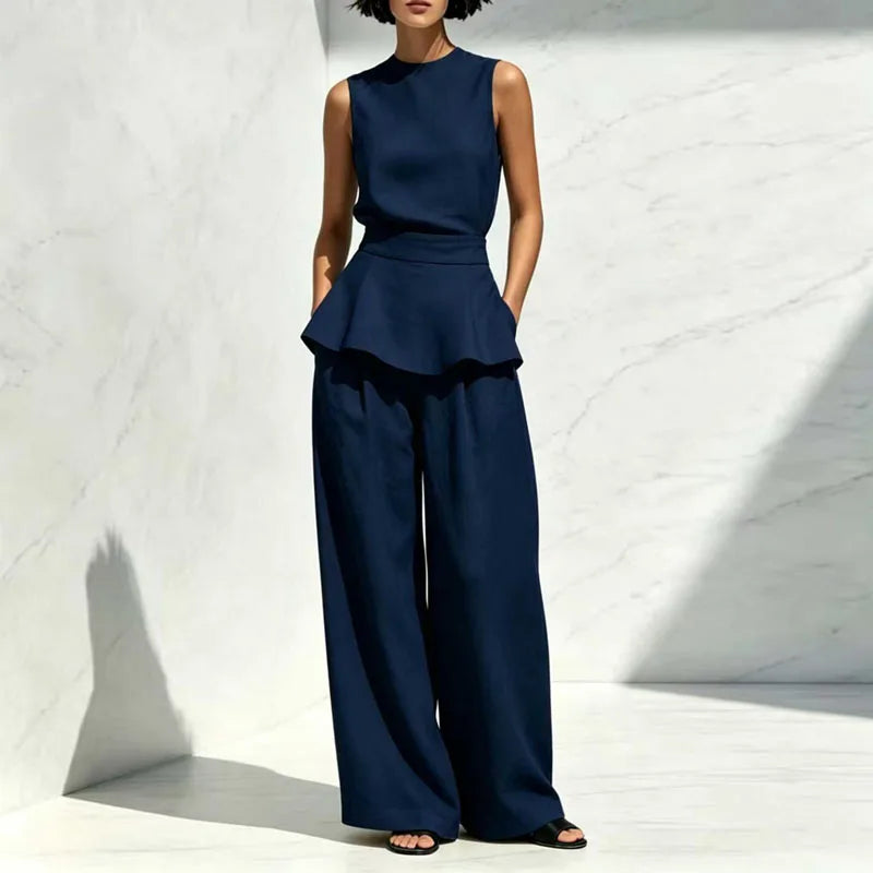Florina Sleeveless Wide Leg Pants Set