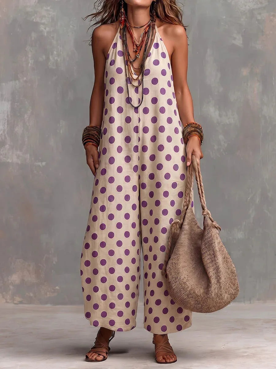 Arlisse Boho Polka Dot One Piece Jumpsuit