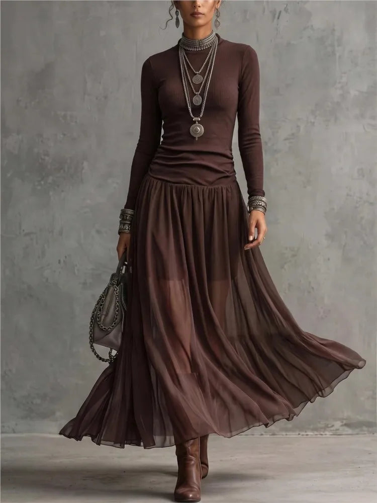 Larissa Ruched Mock Neck Dress