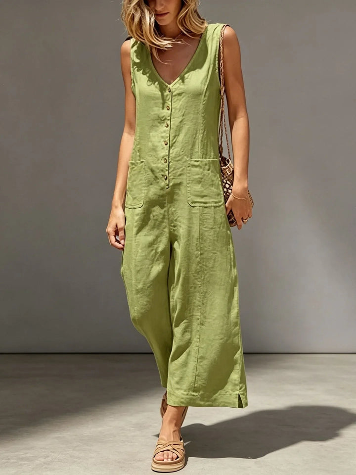 Novalie Breathable Cotton Linen Wide Leg Jumpsuit