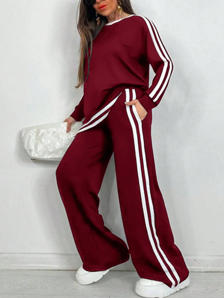 Aisha Sports Stripe Lounge Set