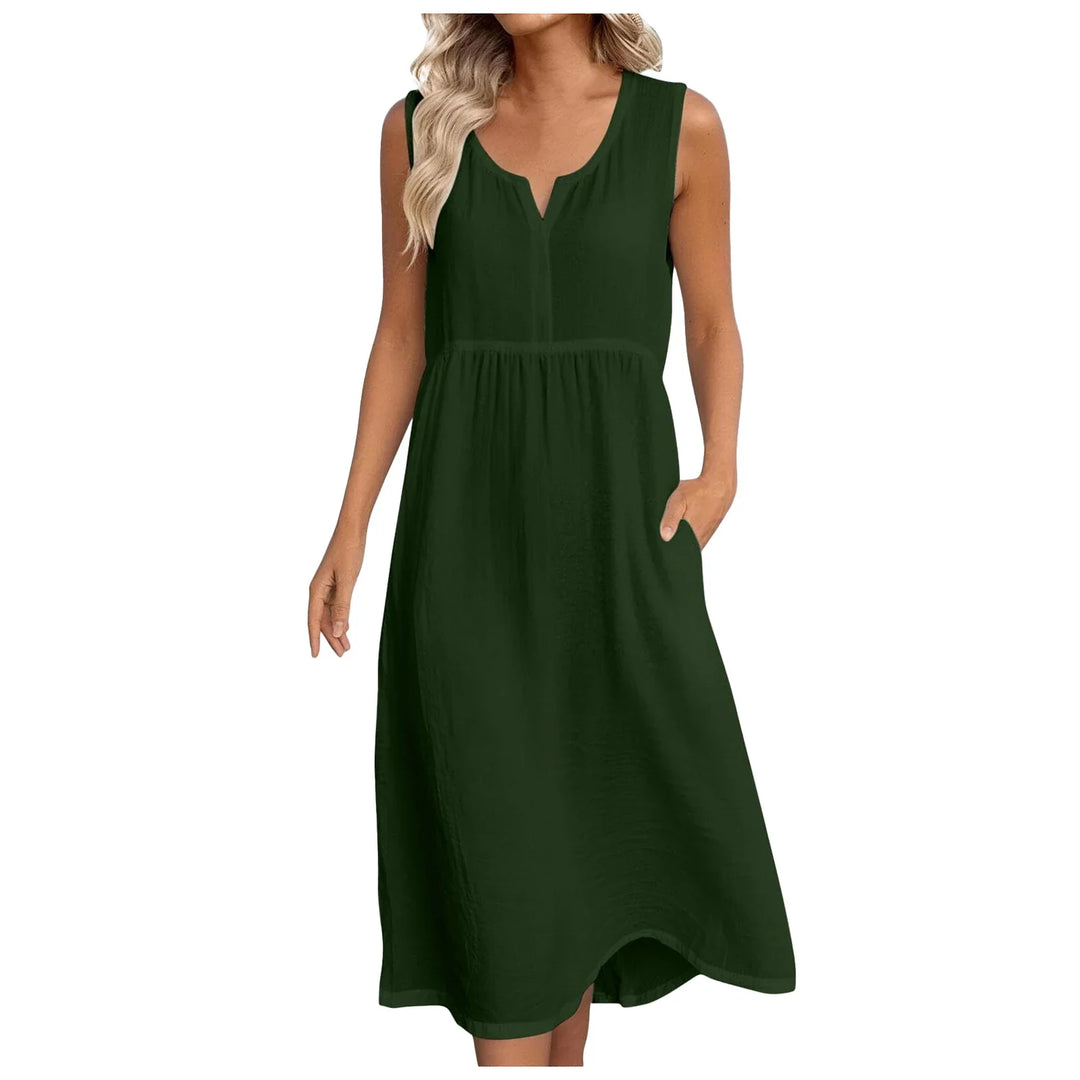 Scarlet Notch Neck  Midi Dress