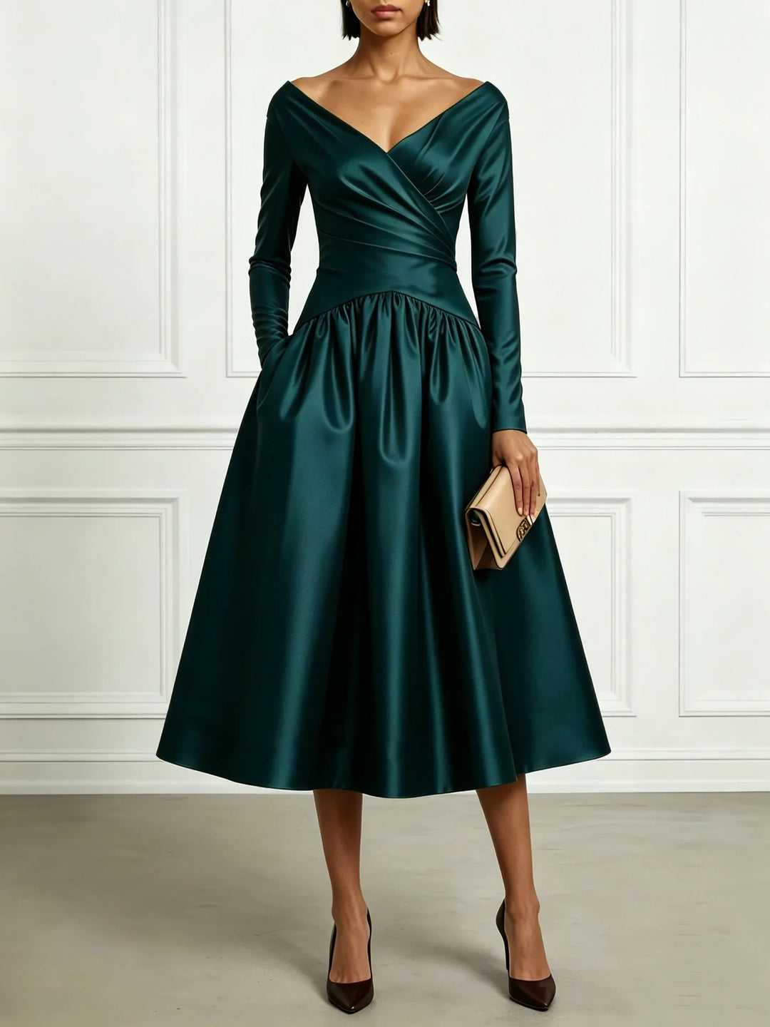 Celine Wrap Bodice Midi Dress