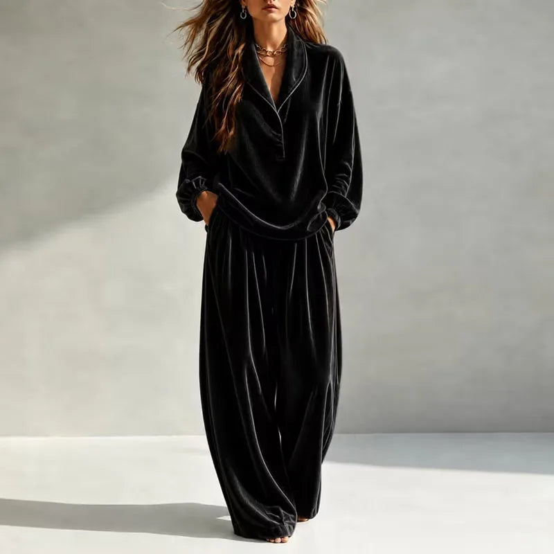 Emara Velvet Wide Leg Set