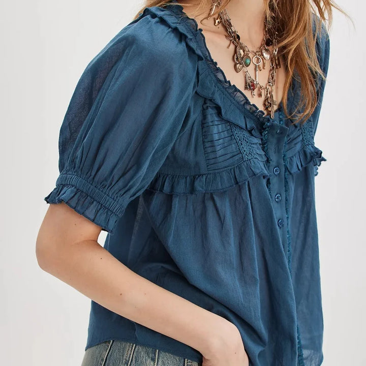 Kaylee Trim Scoop Neck Blouse