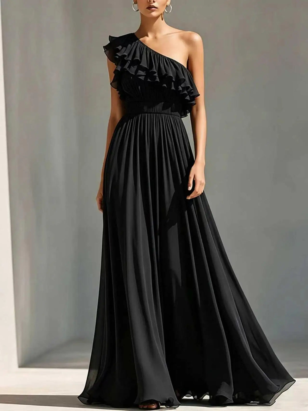 Lucielle One Shoulder Pleated Wedding Guest Dress
