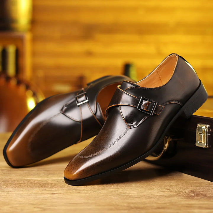 Cristiano Leather Monk Strap Loafers
