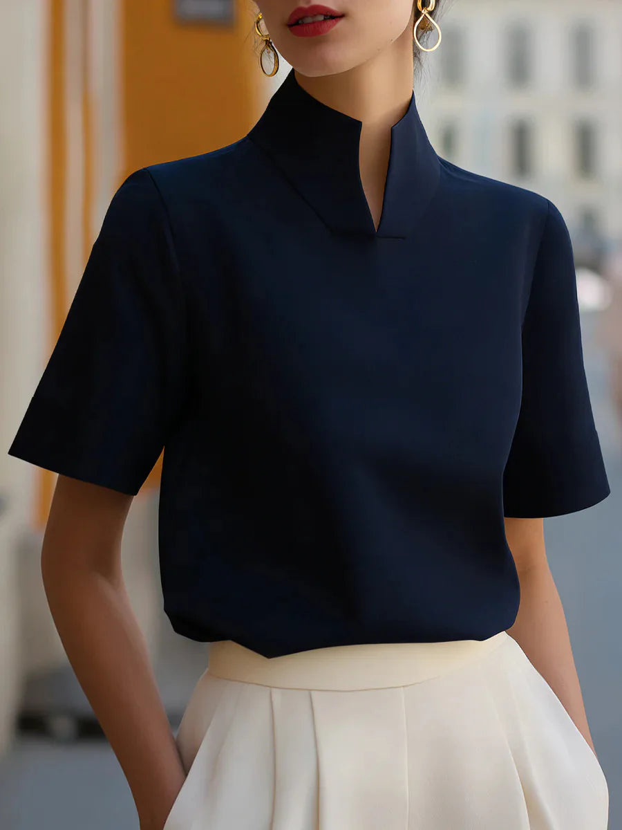 Evanie Structured Stand Collar Blouse