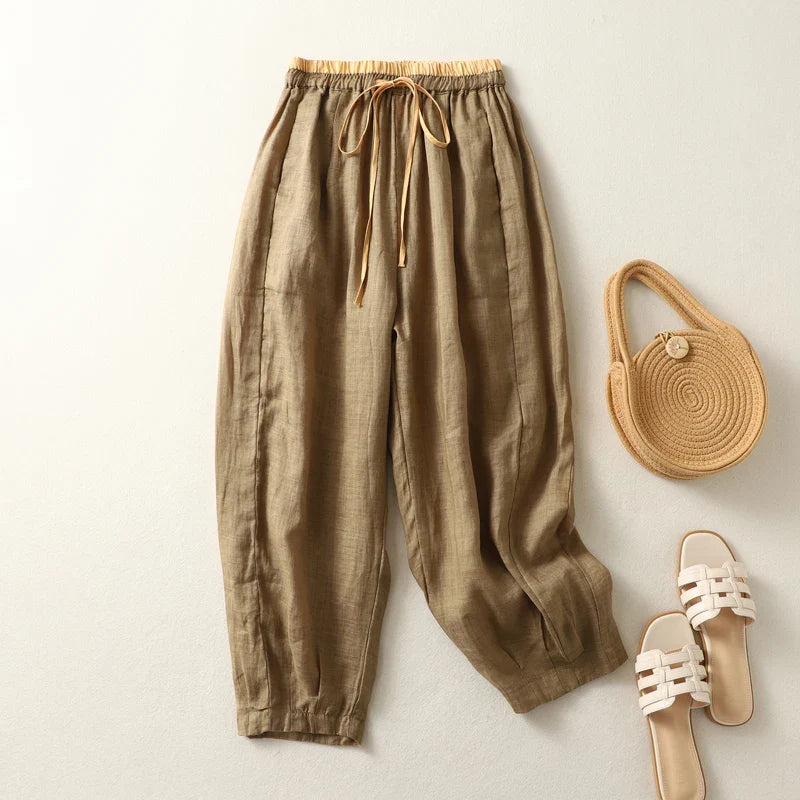 Meryl Drawstring Linen Trousers