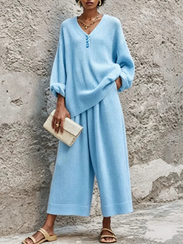 Juliette Button Placket Sweater Set