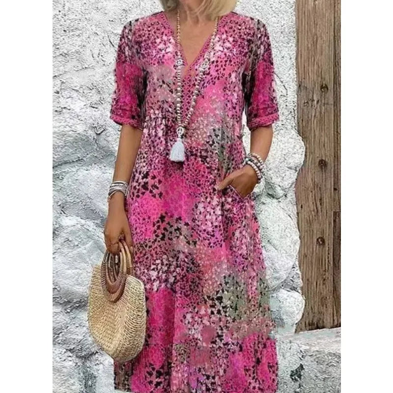Valeska Boho Printed Midi Dress