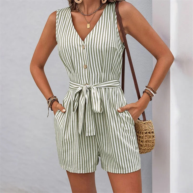 Saskia Striped Tie Waist Romper