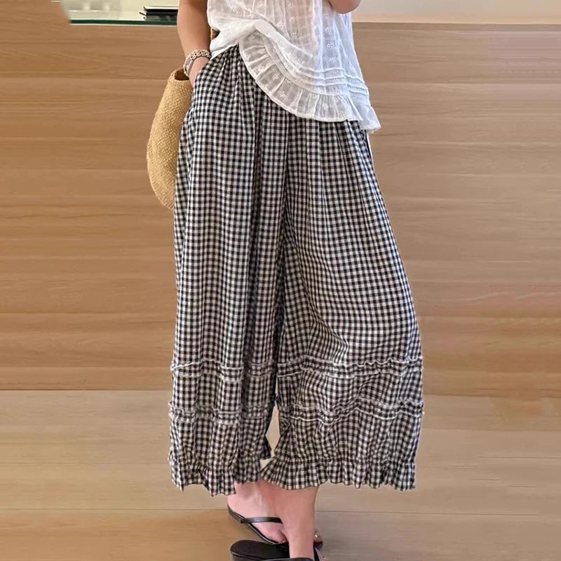 Daniella Lace Trim Wide Leg Trousers