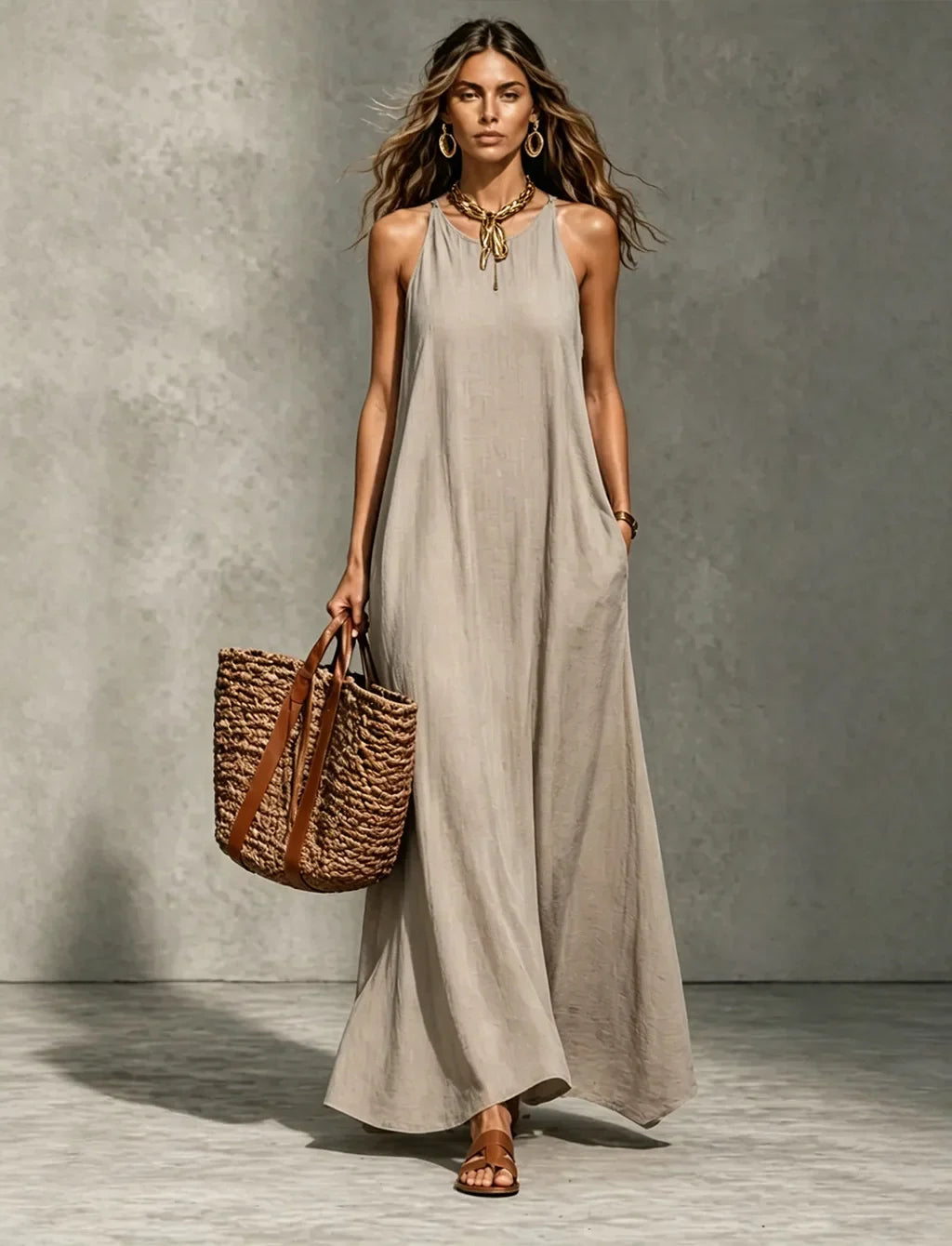 Yasmin Pocket Linen Maxi Dress