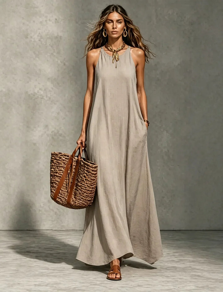Yasmin Pocket Linen Maxi Dress